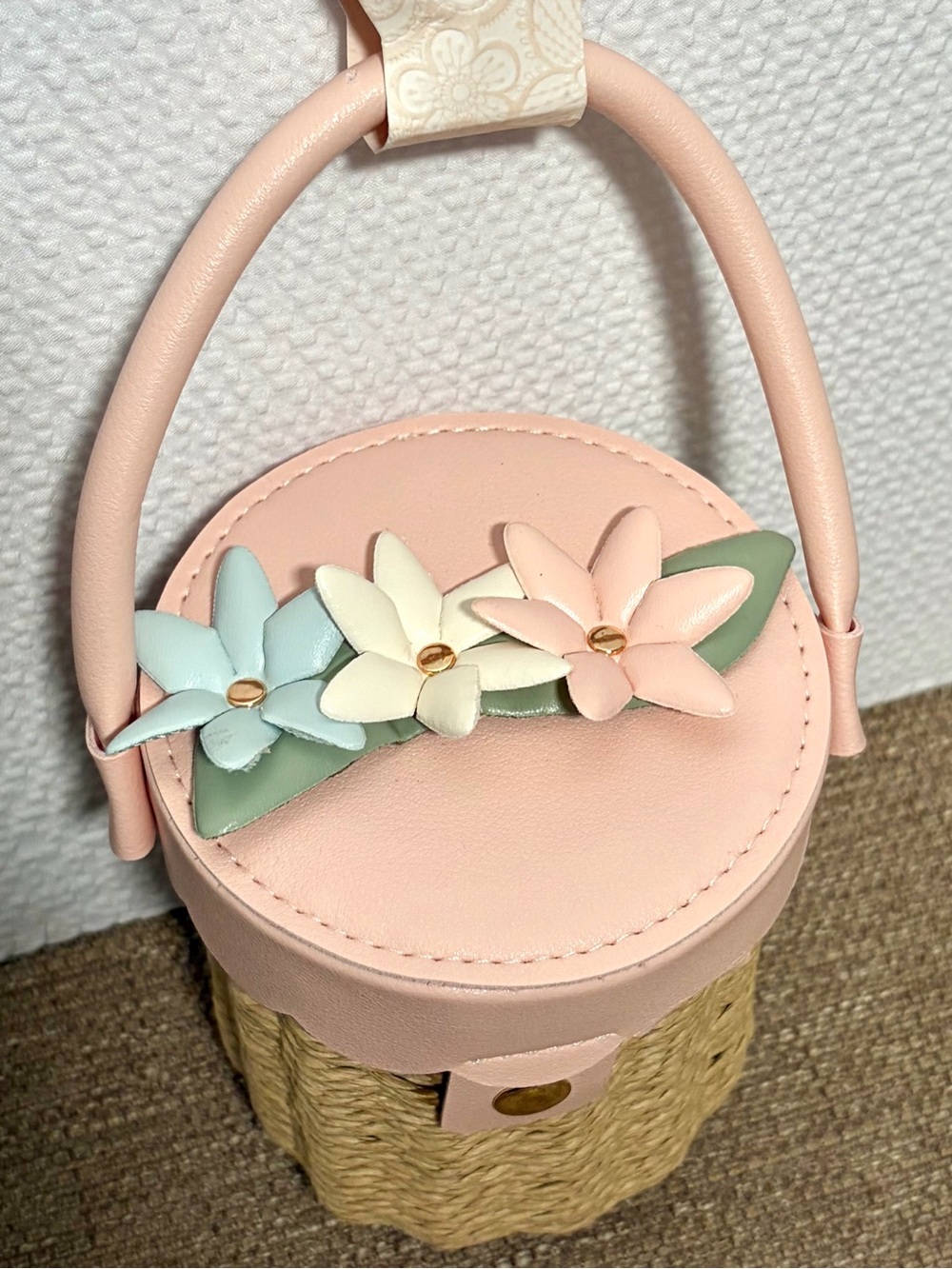 Catherine Malandrino - Kid’s Pink Floral Wicker Mini Bag
